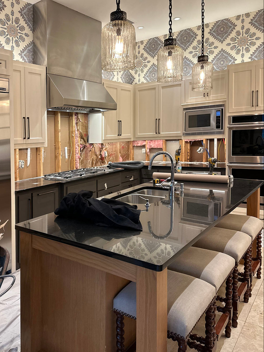 Leathered Taj Mahal Quartzite Kitchen in Dallas, TX