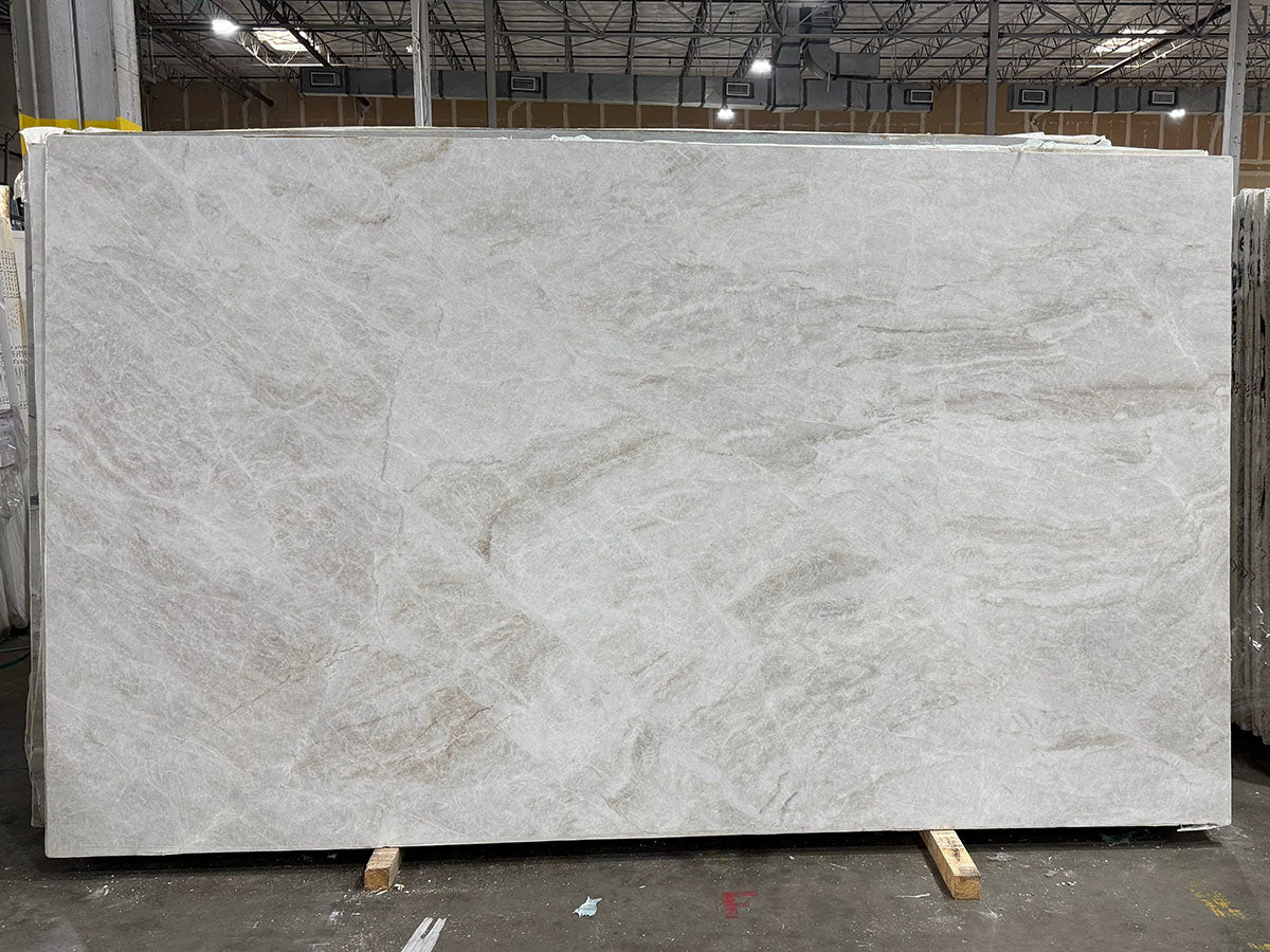 Leathered Taj Mahal Quartzite Kitchen in Dallas, TX
