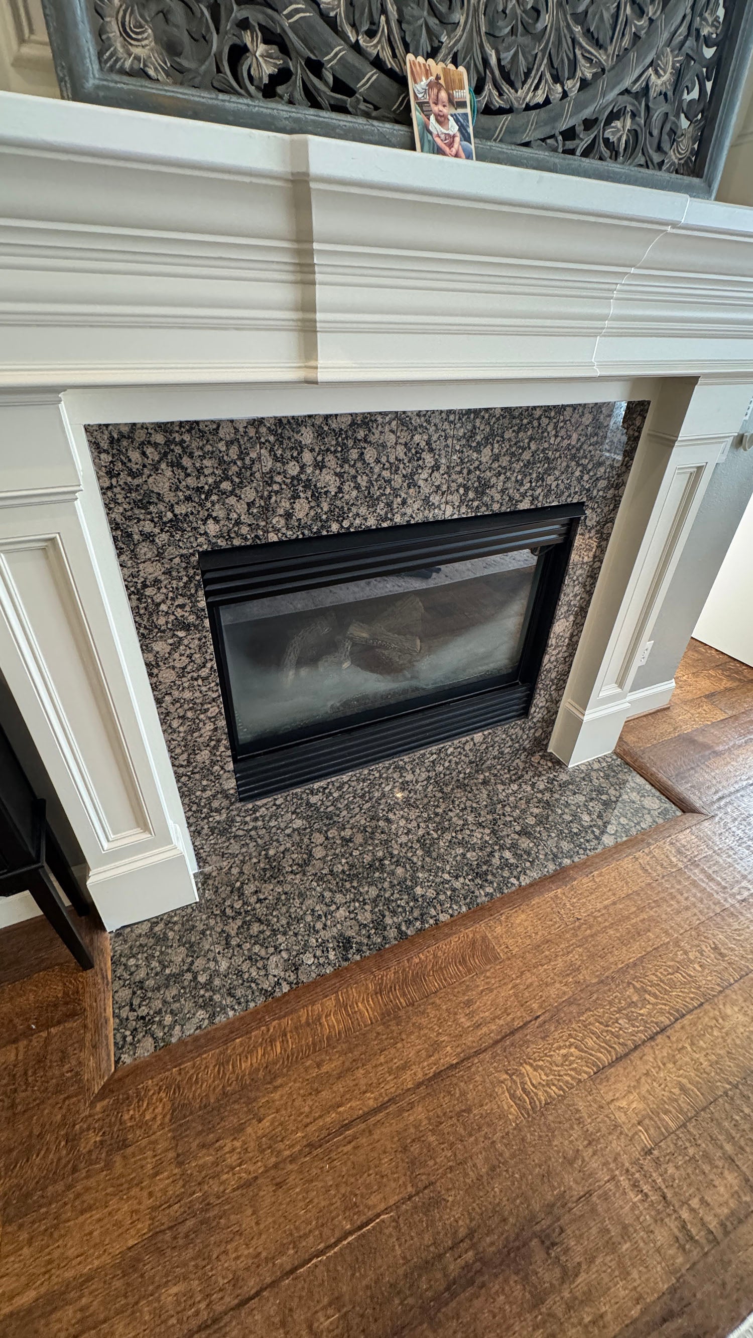 Taj Mahal Quartzite fireplace installation Project in Dallas, TX