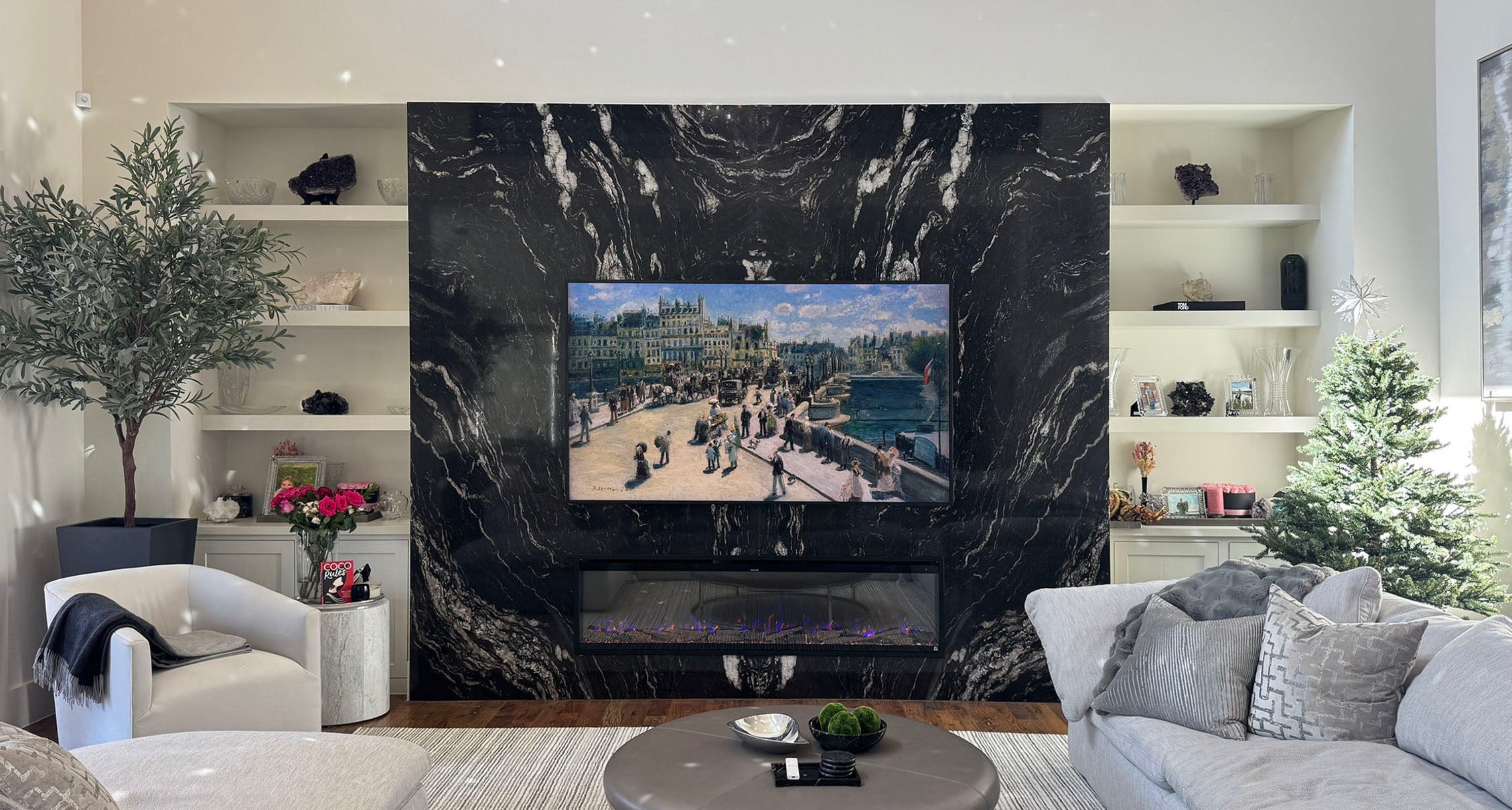 Fireplace surround installation project in Dallas, TX