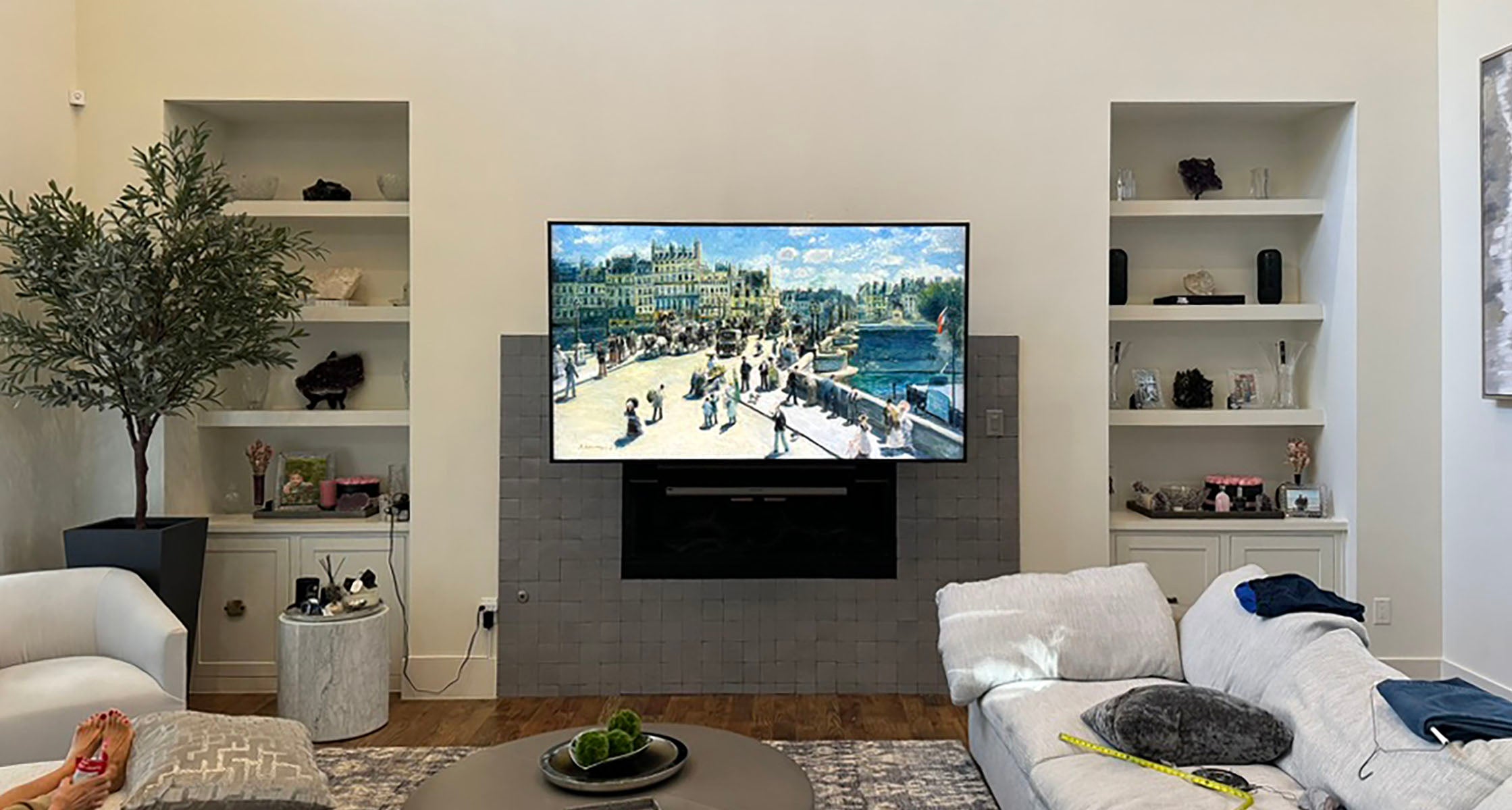 Fireplace surround installation project in Dallas, TX