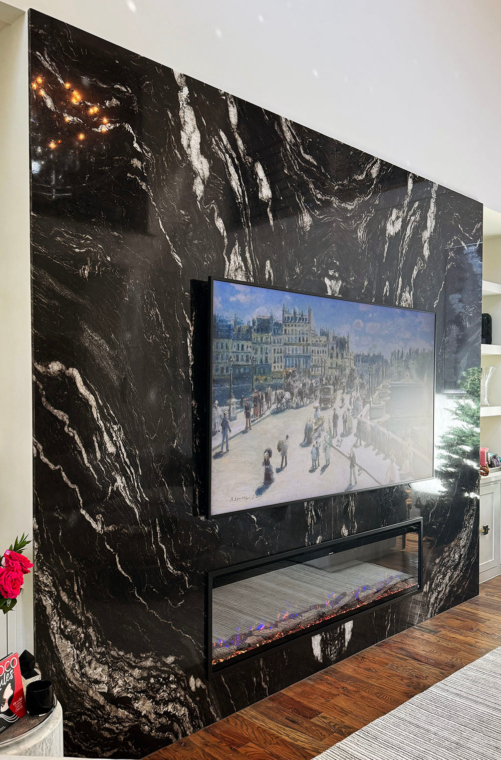 Fireplace surround installation project in Dallas, TX