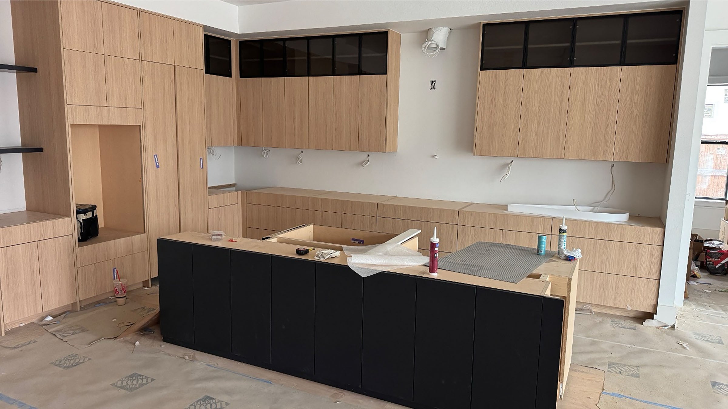 Nero Mist leather finish quartz kitchen countertops in Frisco, TX
