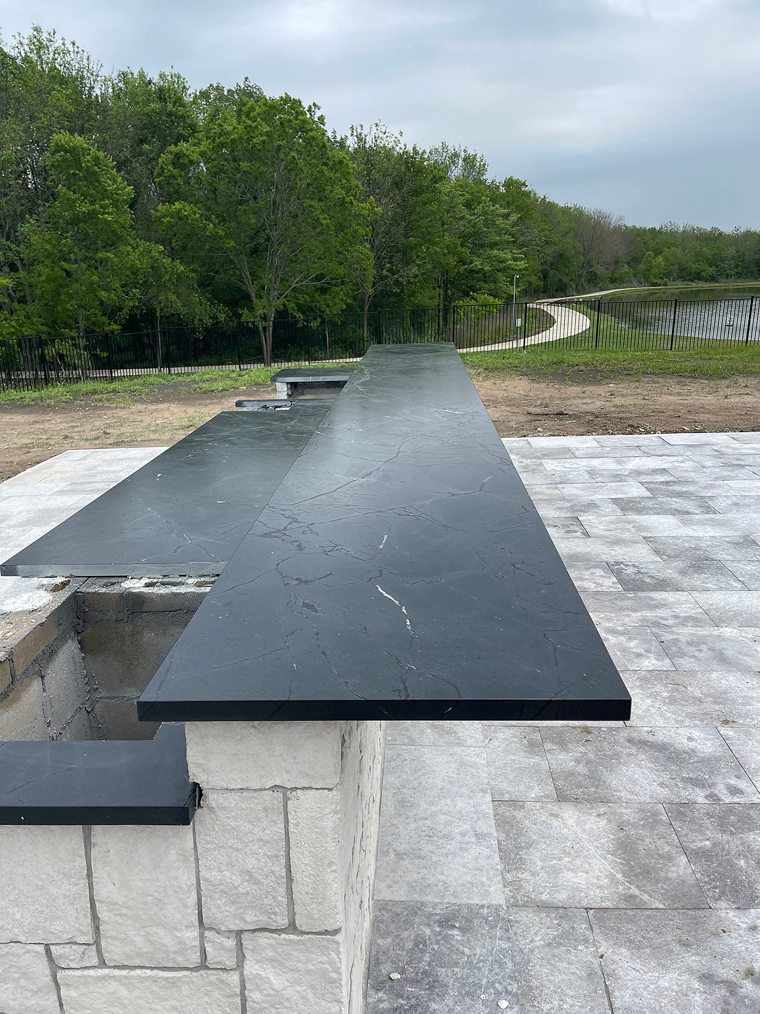 Leathered Dimond Black Quartzite Installation Project in Sunnyvale, TX