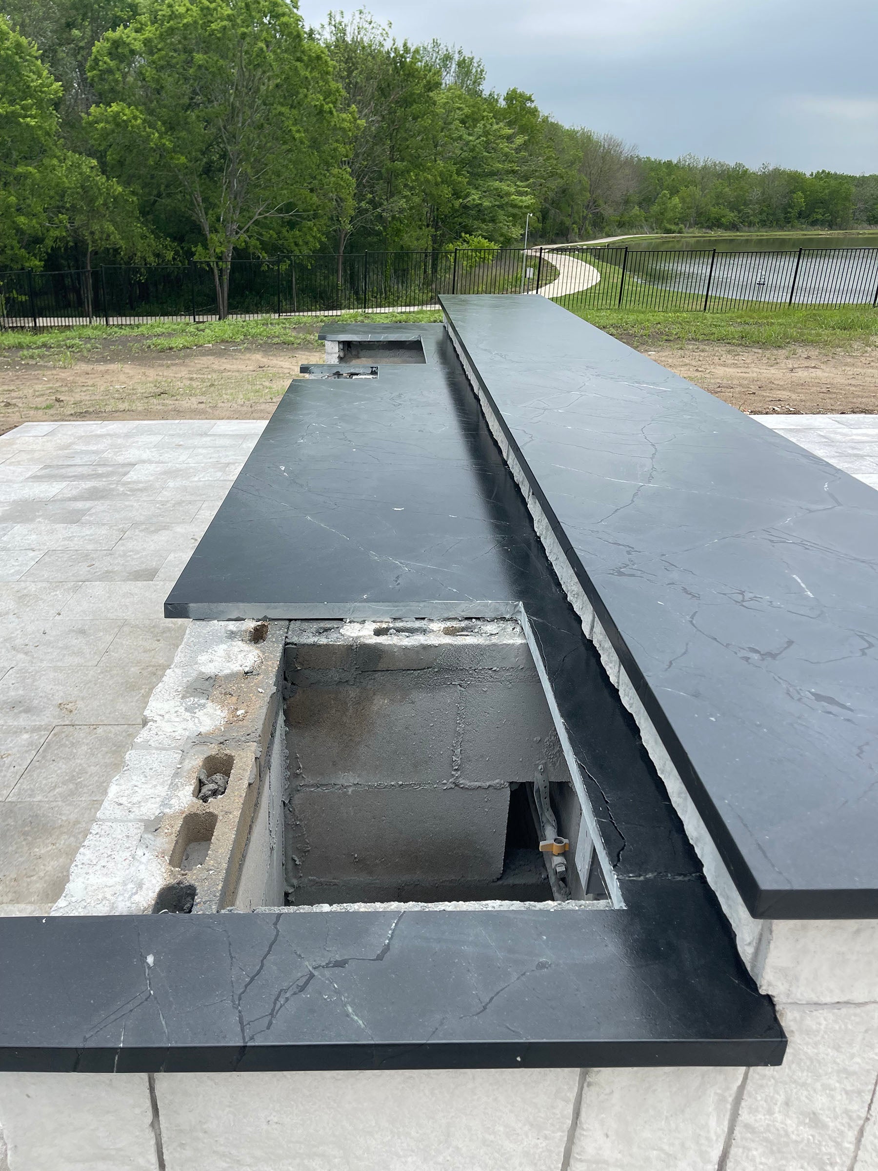 Leathered Dimond Black Quartzite Installation Project in Sunnyvale, TX
