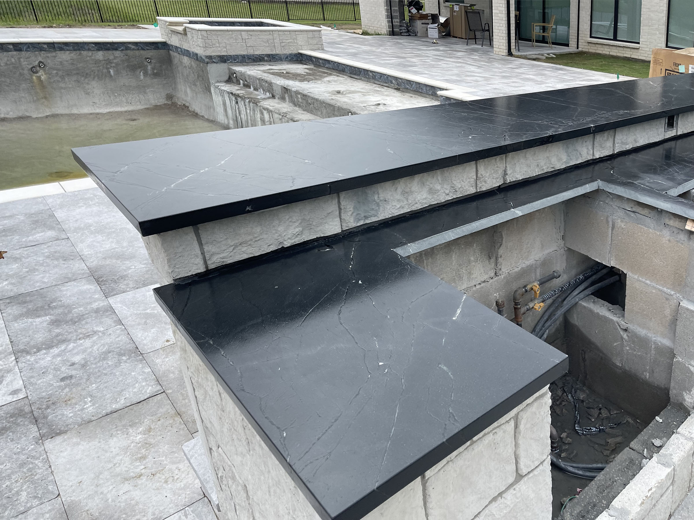 Leathered Dimond Black Quartzite Installation Project in Sunnyvale, TX