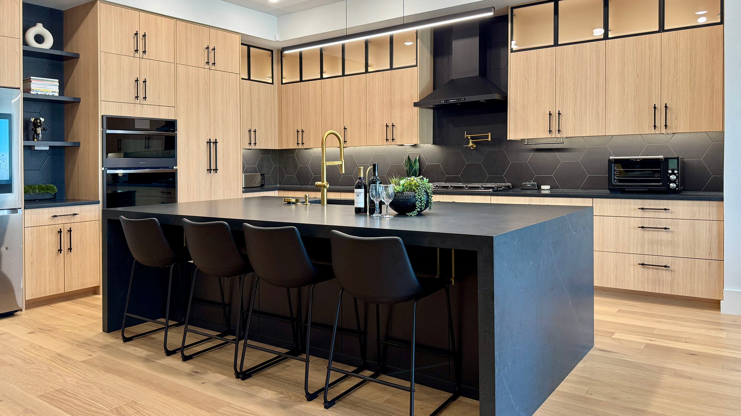 Nero Mist leather finish quartz kitchen countertops in Frisco, TX