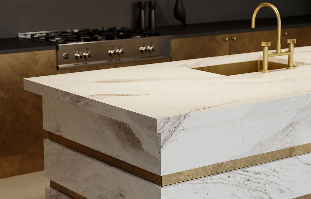 WINDSOR BRASS SATIN RIDGE™ Cambria Quartz | Grandeur Series