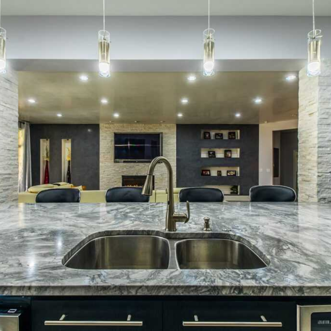 Super White Quartzite Kitchen Countertops Project in Allen, TX