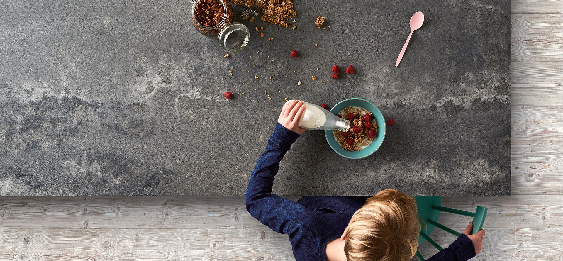 rugged concrete caesarstone dining table