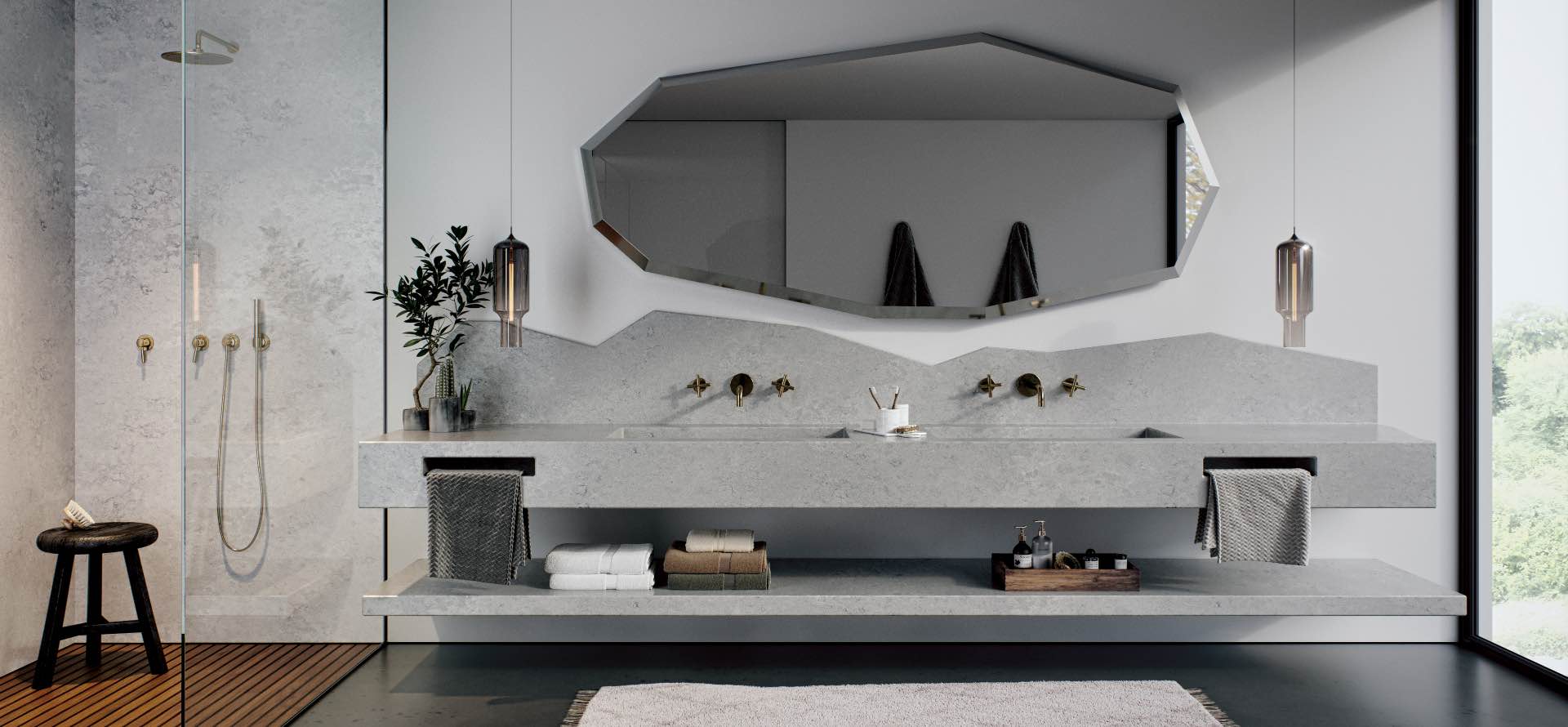 Airy Concrete Countertop bathroom