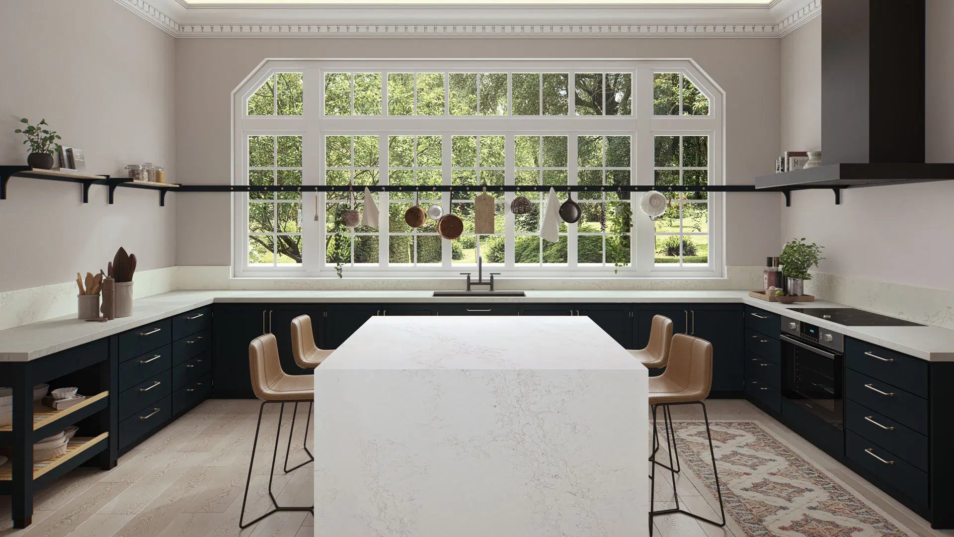 5121 Layalite Quartz Countertop kitchen waterfall