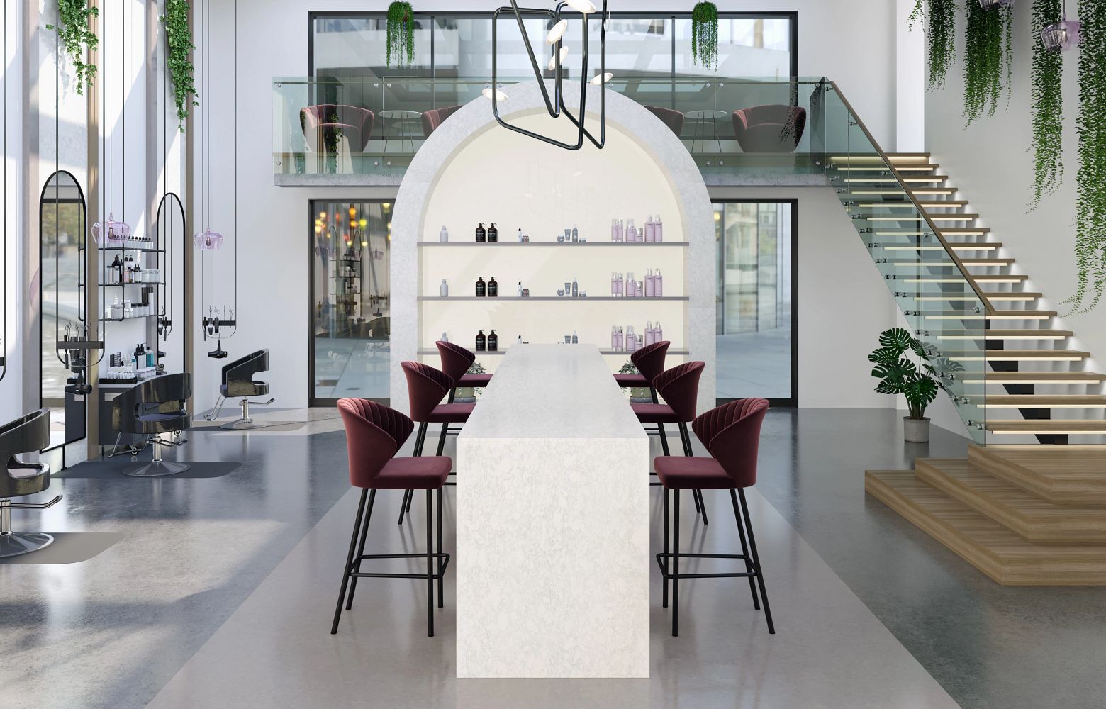 AINSLEY Cambria Quartz table top with waterfall