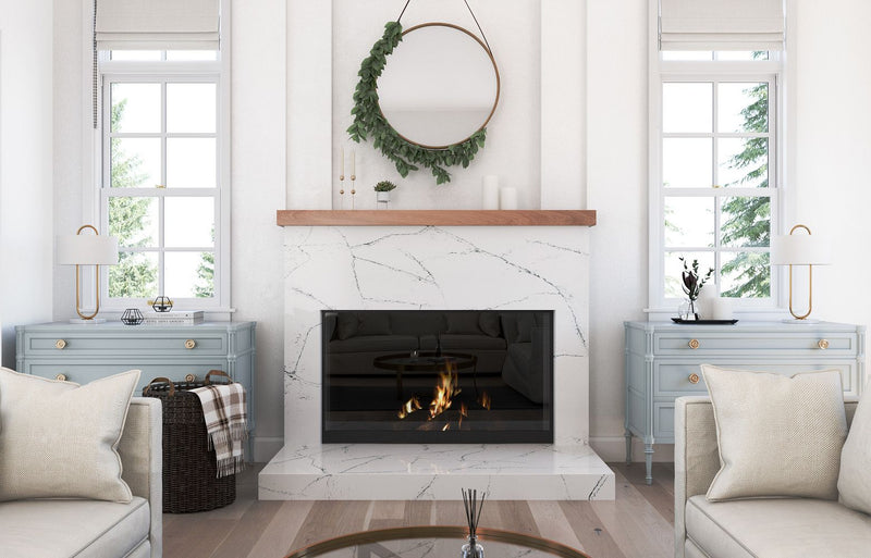 ARCHDALE Cambria Quartz on fireplace Luxury Series
