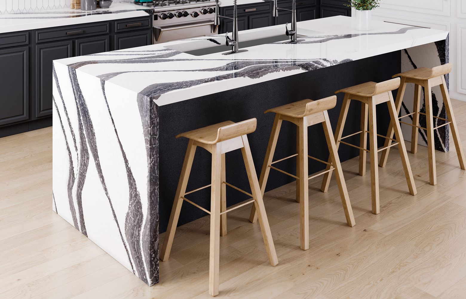 BENTLEY Cambria Quartz waterfall island countertops