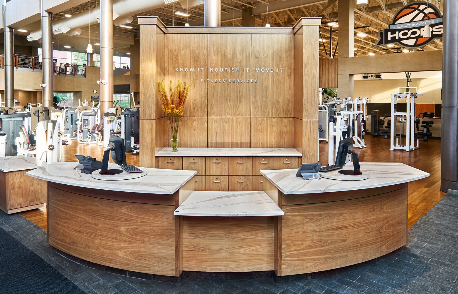 BRITTANICCA WARM cambria quartz gym front desk countertops