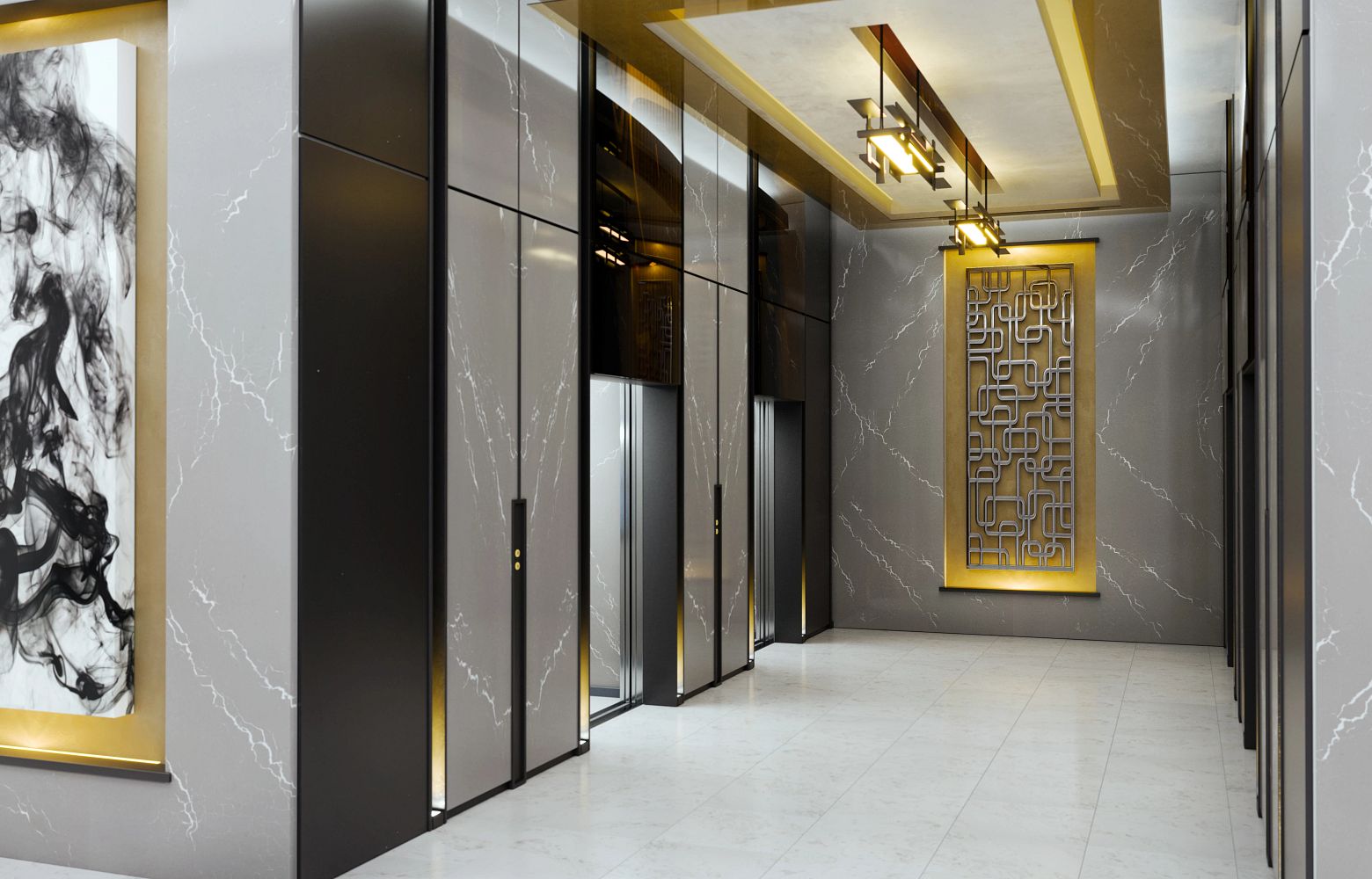 CLARE Cambria Quartz lobby walls