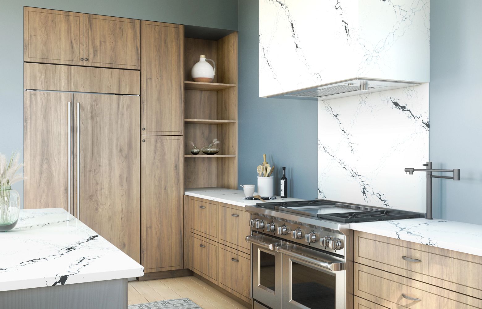 HEMSWORTH Cambria Quartz kitchen countertops with full backsplash