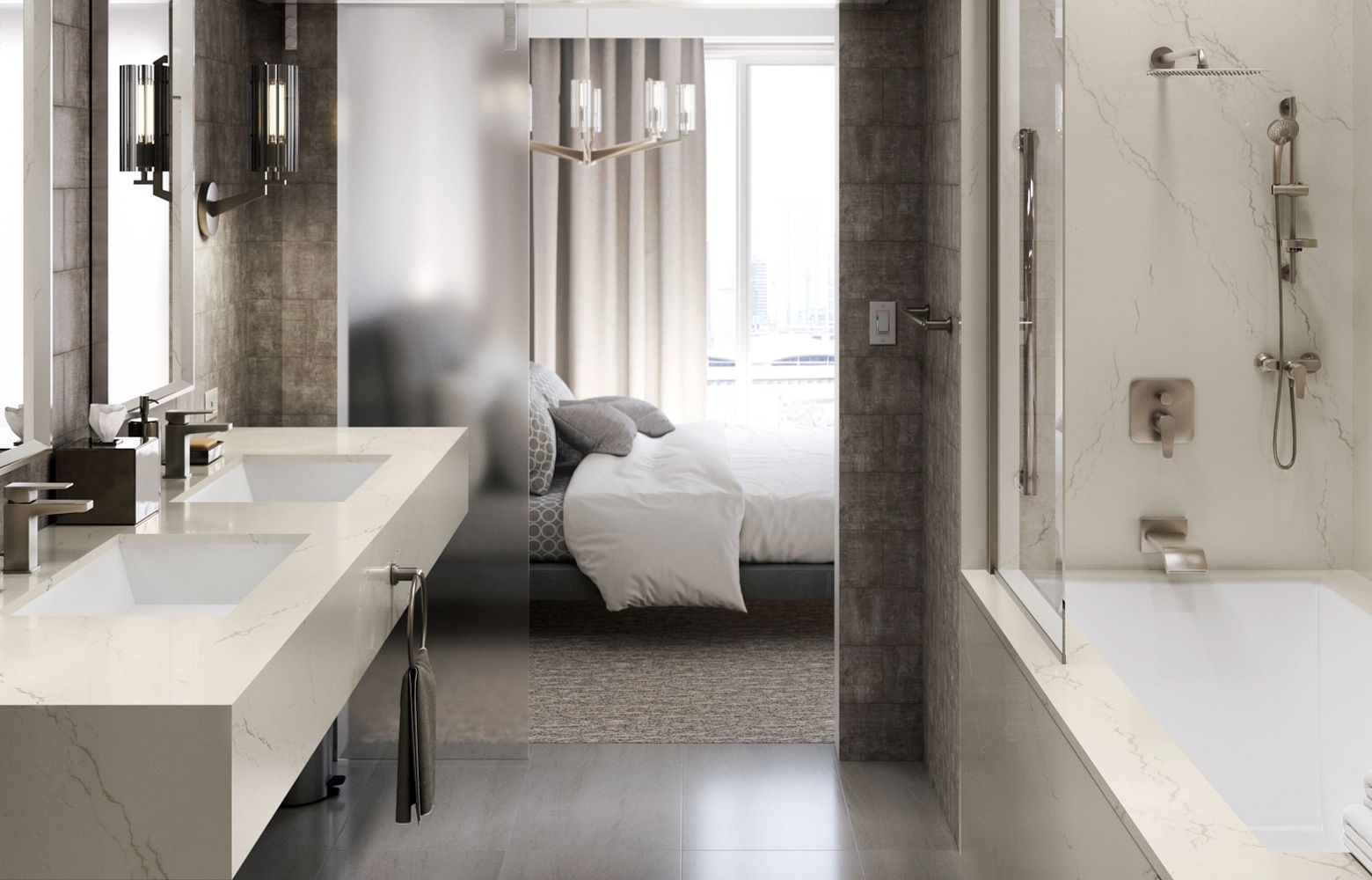 INVERNESS FROST Cambria Quartz bathroom counters