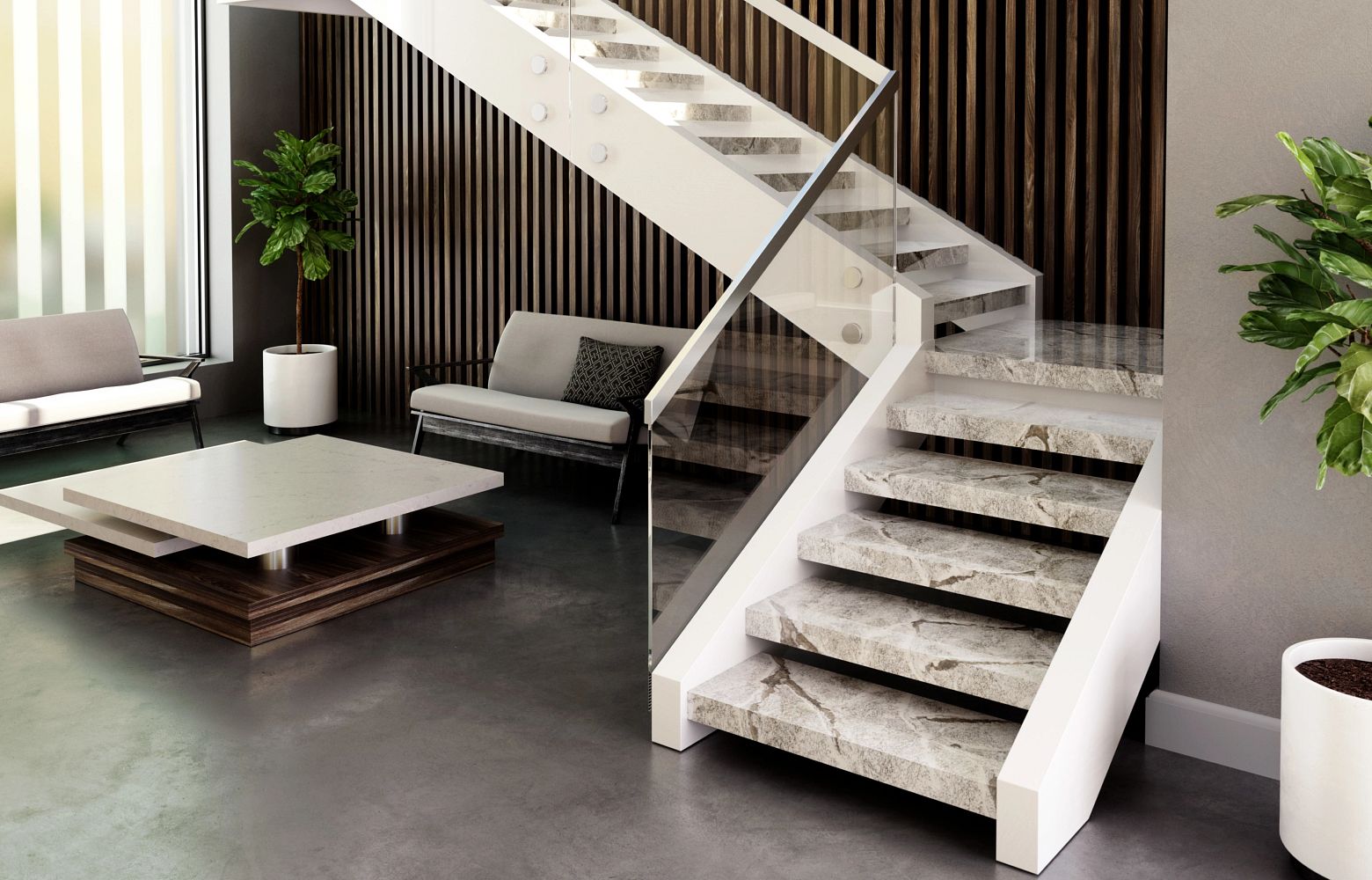 LEABRIDGE Cambria Quartz stairwell steps