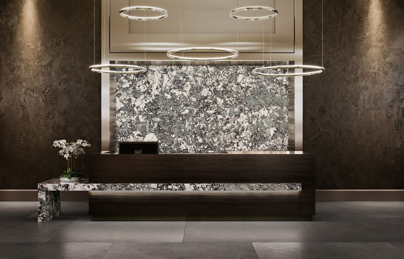 MARWELL Cambria Quartz lobby wall
