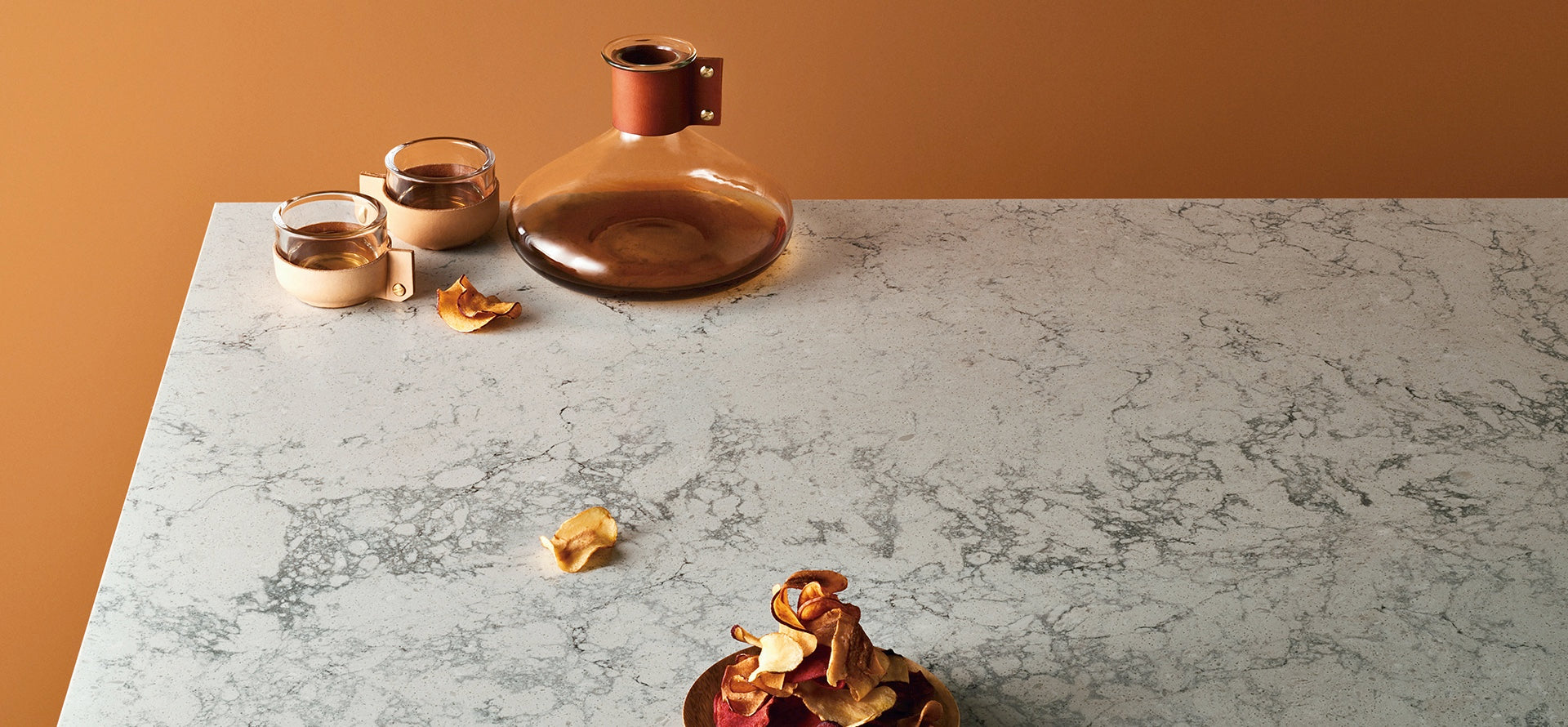 coffee pat over montblanc caesarstone counters