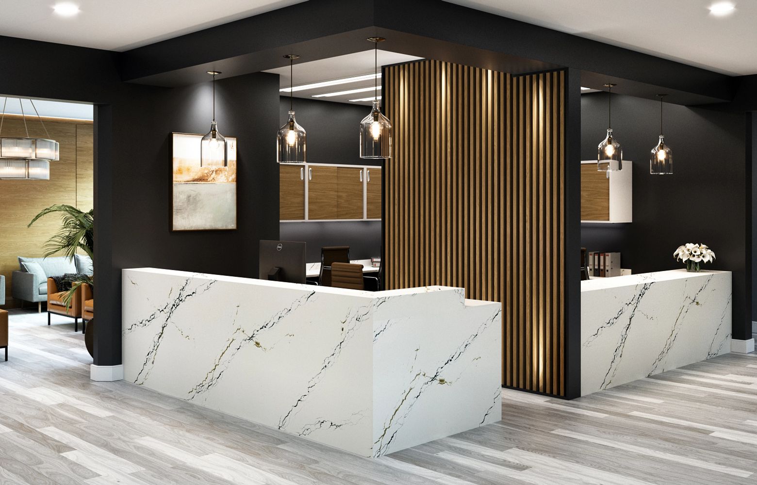 OAKLEIGH Cambria Quartz Ivan Plucci, Granite Republic / Stronghold Roofing 1711 Chenault St, Dallas, TX 75228 (214) 295-2688 https://goo.gl/maps/v2QeeLgZoc43fAhE8 front desk countertops