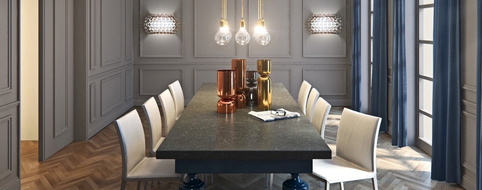 dining table from piatra grey caesarstone quartz