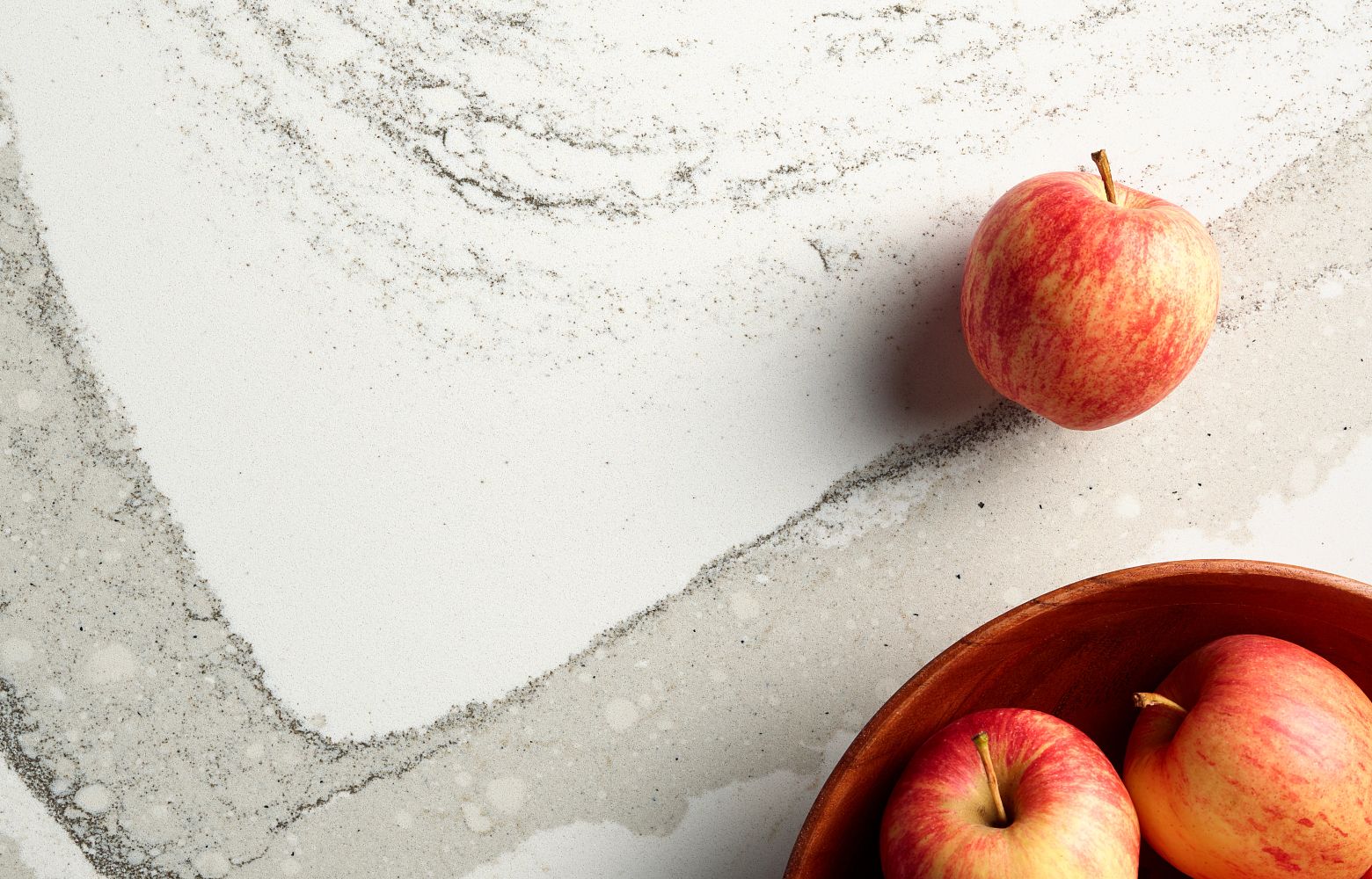 SOUTHPORT Cambria Quartz Luxury Series detailed photo with apples