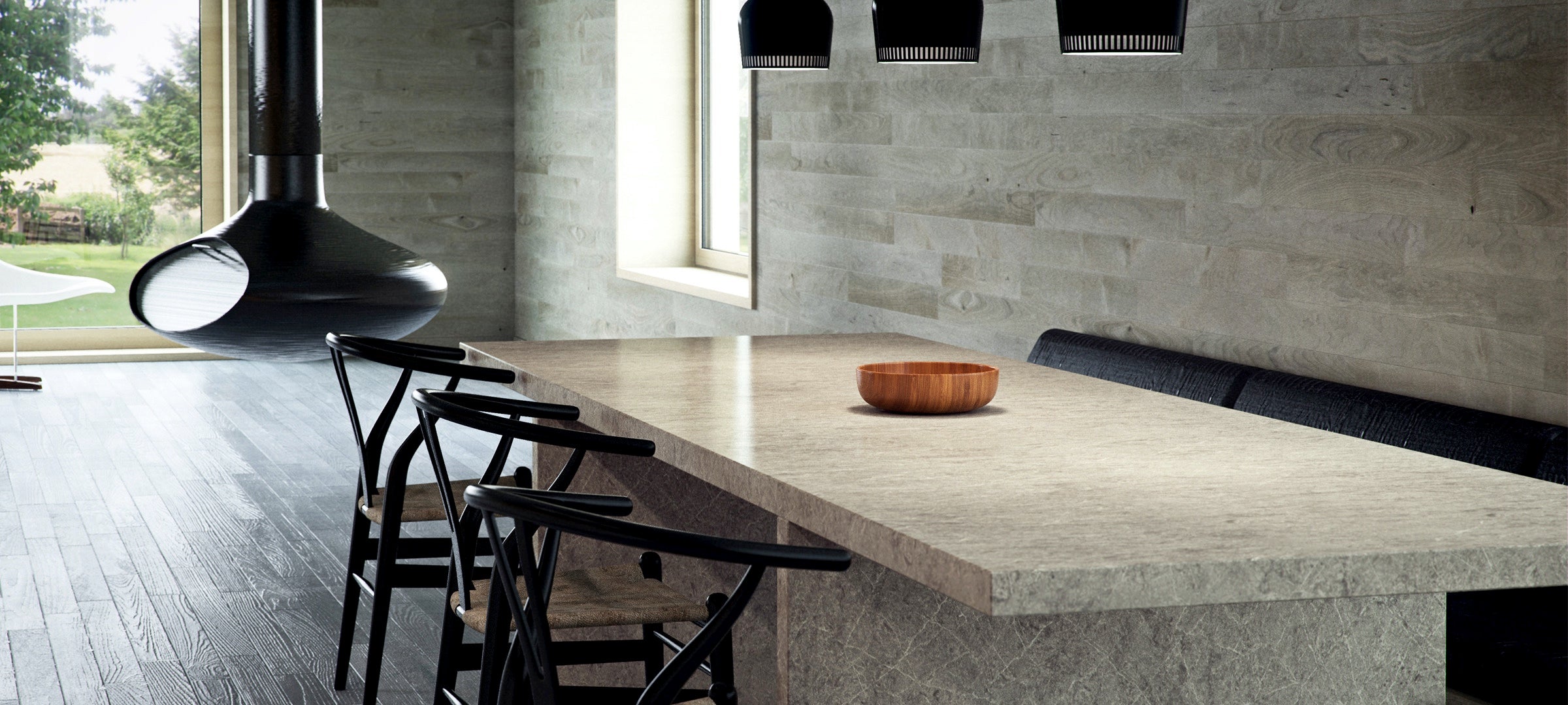 dining table made from symphony grey caesarstone