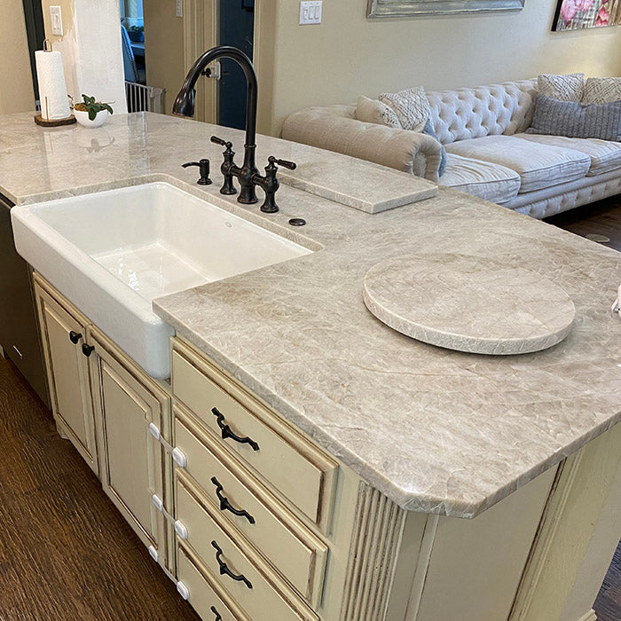 Taj Mahal Quartzite Kitchen Countertops Project in Frisco, TX