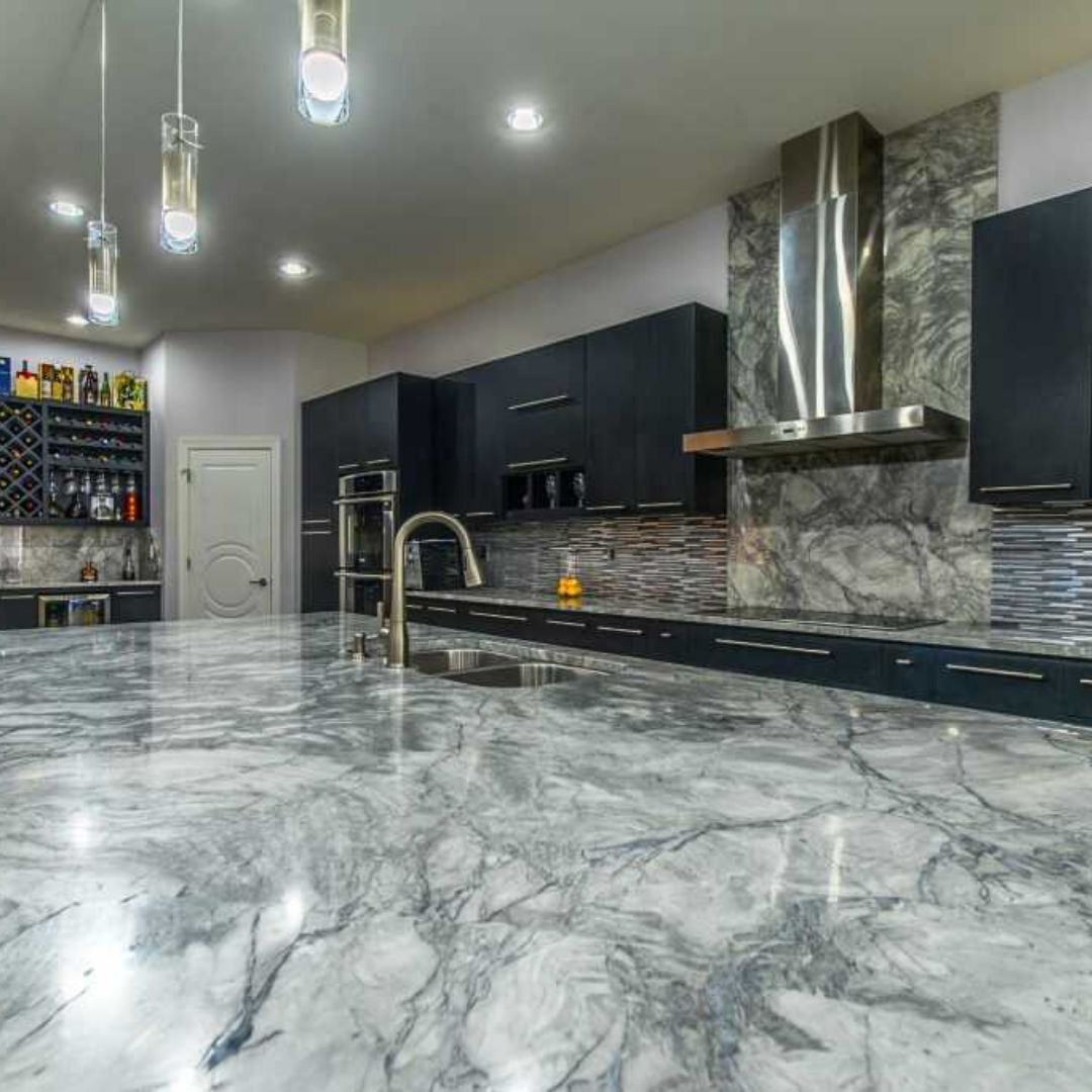 Super White Quartzite Kitchen Countertops Project in Allen, TX