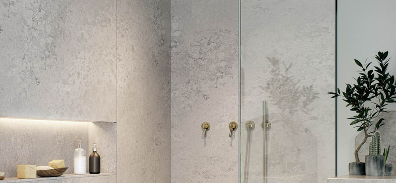 Airy Concrete Countertop shower walls