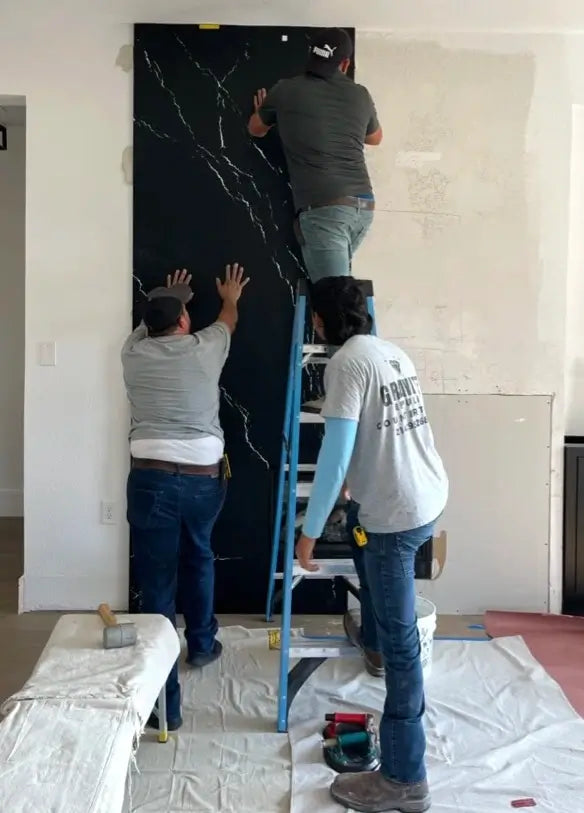 Blackbrook Matte Cambria Quartz Fireplace Project in McKinney, TX