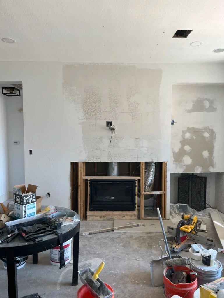 Blackbrook Matte Cambria Quartz Fireplace Project in McKinney, TX