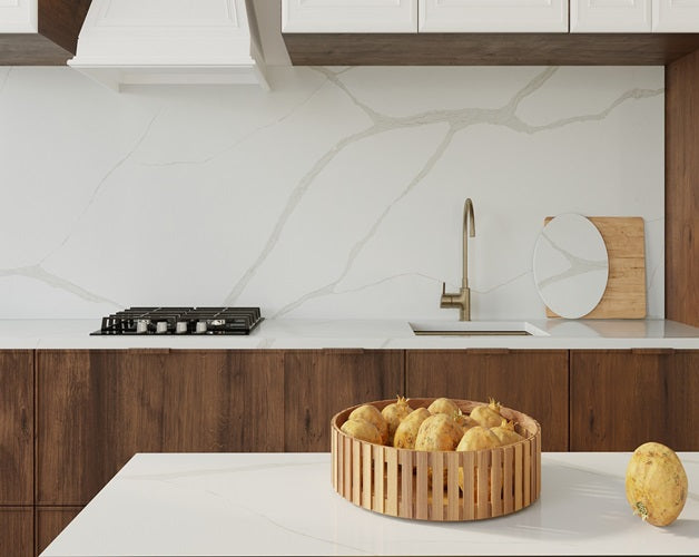 Michelangelo BQ8836 Vicostone Quartz countertops with full backsplash