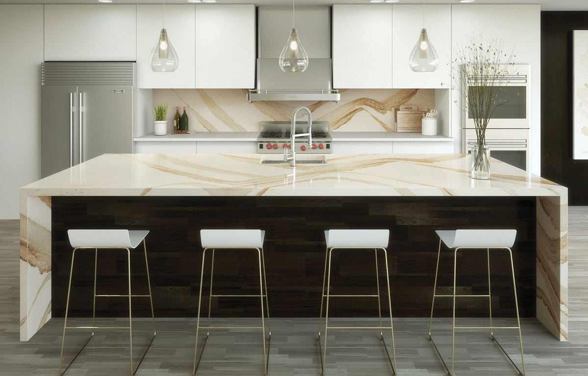 BRITTANICCA GOLD WARM Cambria Quartz | Luxury Series – Granite Republic