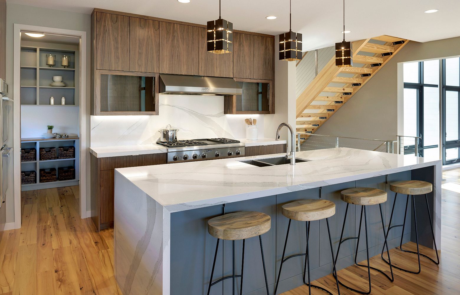 BRITTANICCA Cambria Quartz waterfall kitchen island
