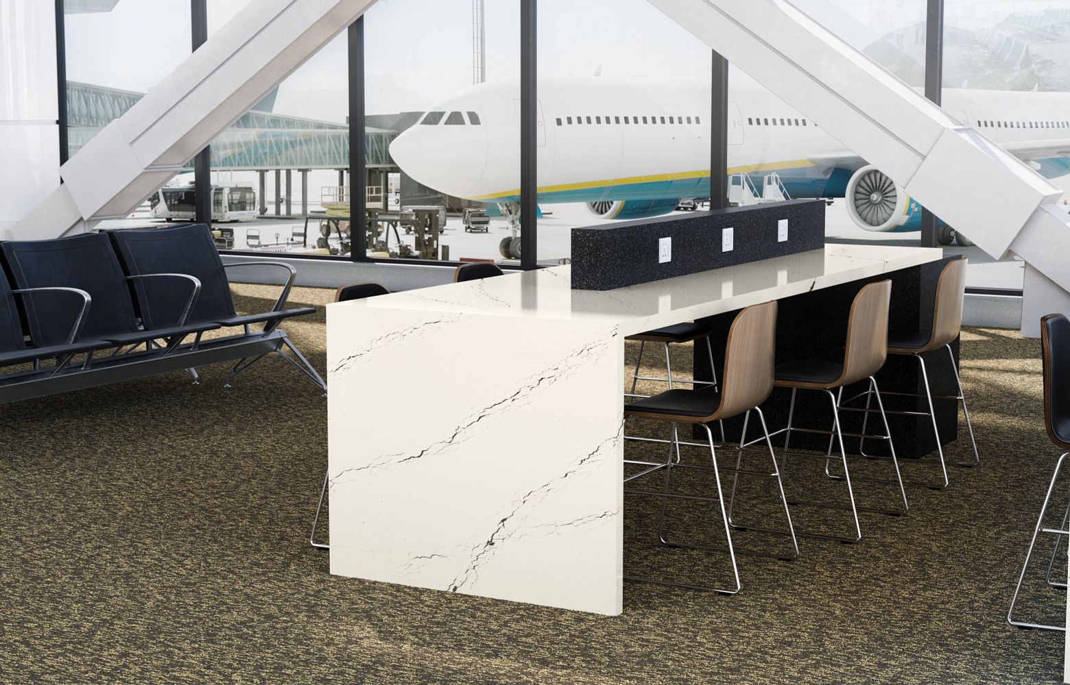 INVERNESS PLATINUM Cambria Quartz waterfall table