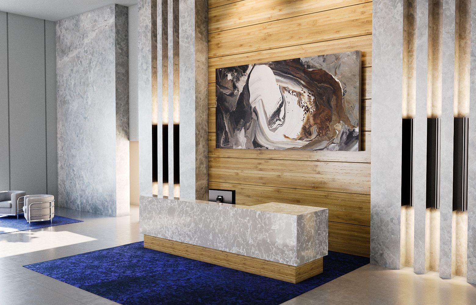 MYDDLETON Cambria Quartz lobby front desk