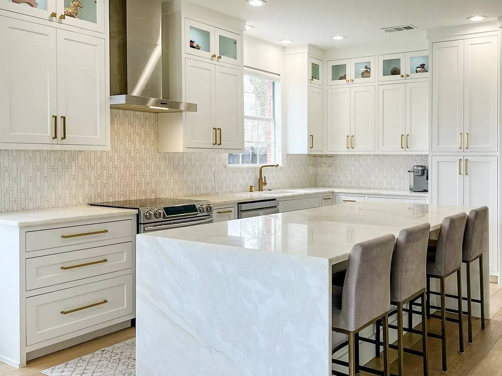 Rhino White Marble Kitchen Countertops in McKinney, TX – Granite Republic