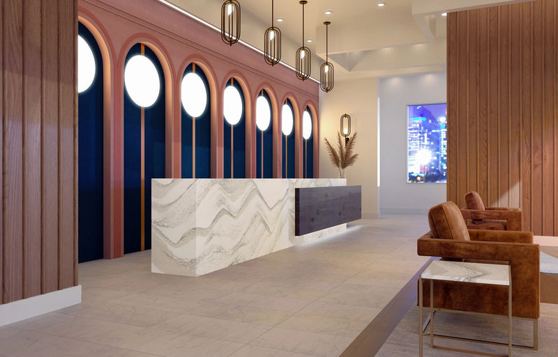 SOUTHPORT Cambria Quartz Luxury Series hotel lobby countertops