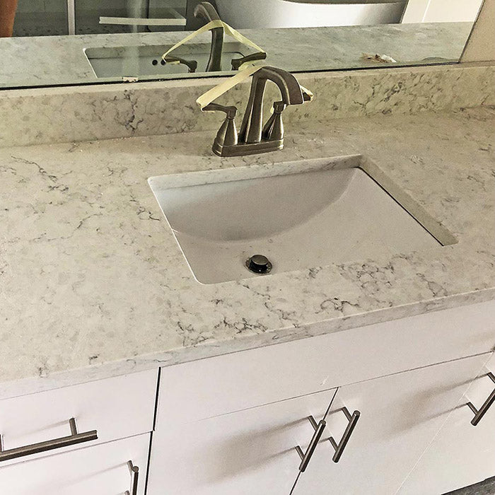 Heirloom Grey Quartz Bathroom Vanity Tops Project in Dallas, TX