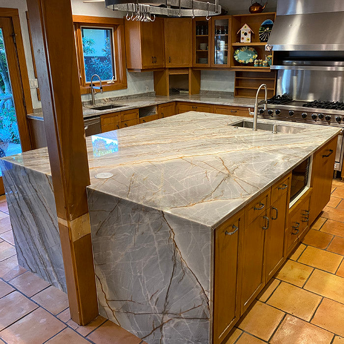 Epsilon Blue Quartzite Kitchen Countertops Project in Park Cities, TX