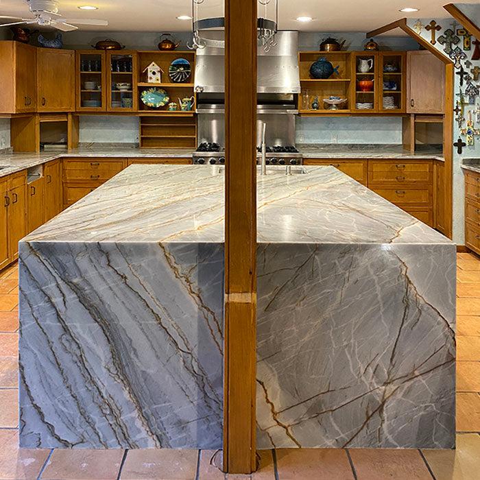 Epsilon Blue Quartzite Kitchen Countertops Project in Park Cities, TX