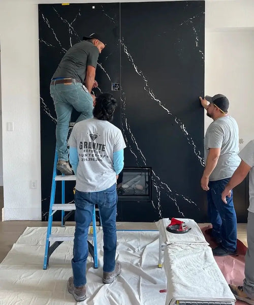 Blackbrook Matte Cambria Quartz Fireplace Project in McKinney, TX