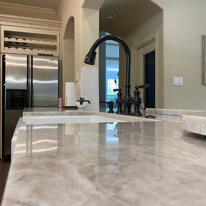 Taj Mahal Quartzite Kitchen Countertops Project in Frisco, TX